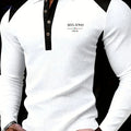 Men's Long-Sleeved Polo Shirt - Fashion Color-Blocking Design   OAXG 