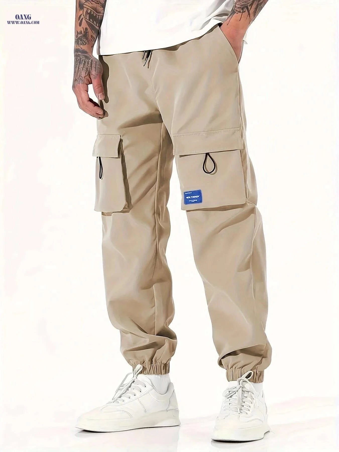 Men's Loose Cargo Joggers - Breathable Drawstring Pants with Pockets   OAXG 