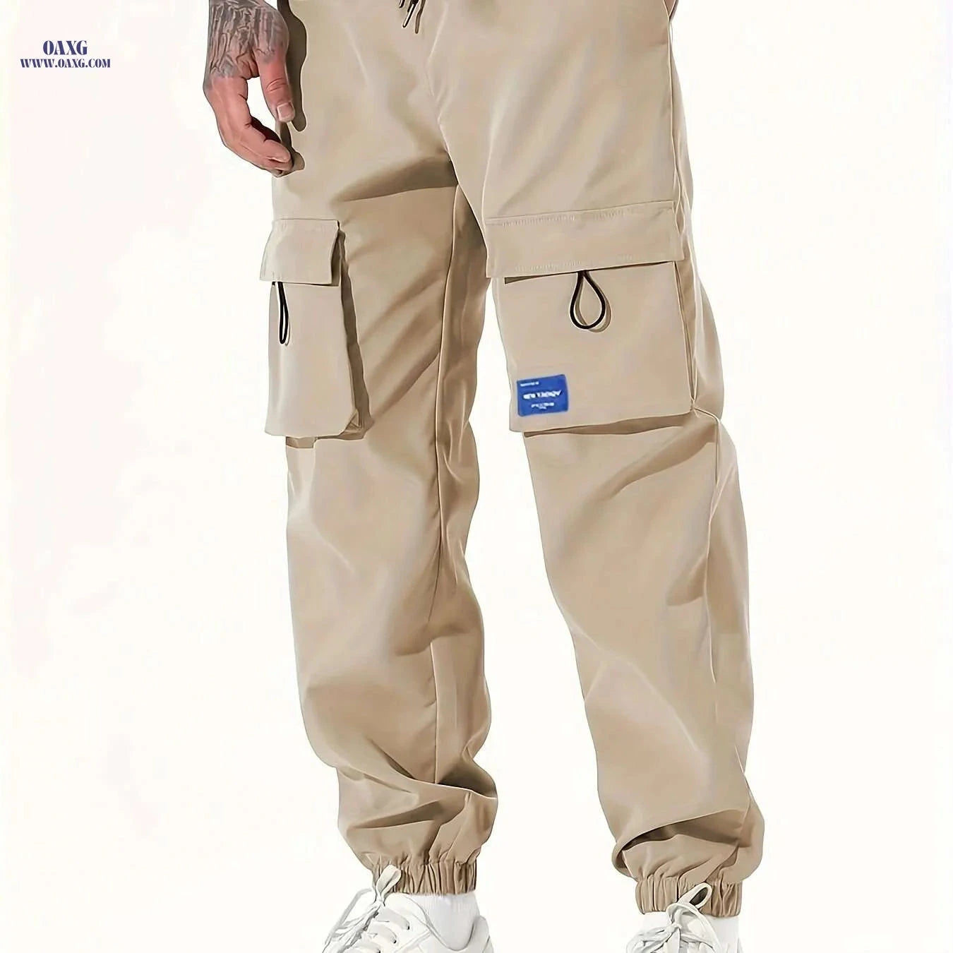 Men's Loose Cargo Joggers - Breathable Drawstring Pants with Pockets   OAXG 
