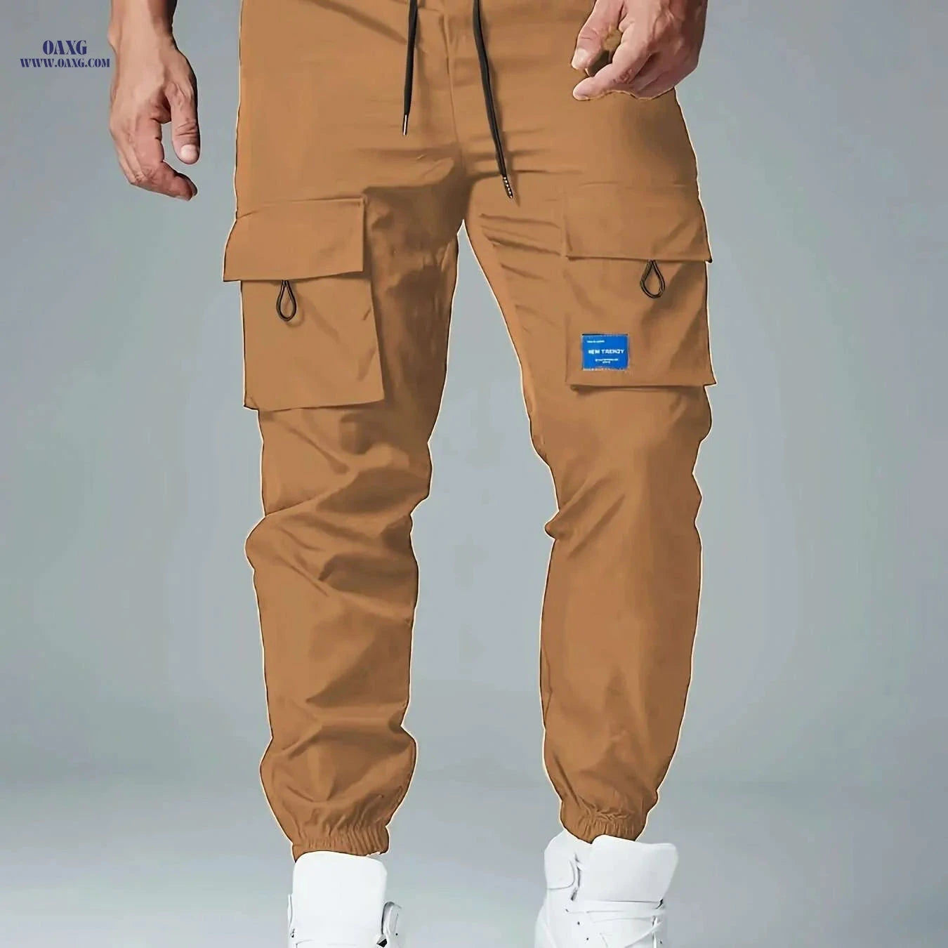 Men's Loose Cargo Joggers - Breathable Drawstring Pants with Pockets   OAXG 