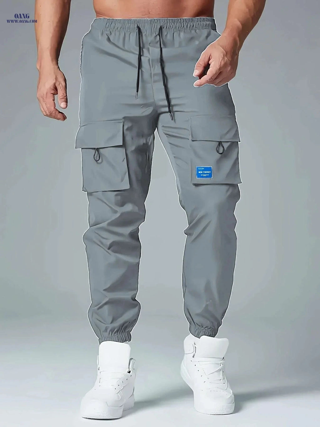 Men's Loose Cargo Joggers - Breathable Drawstring Pants with Pockets   OAXG 