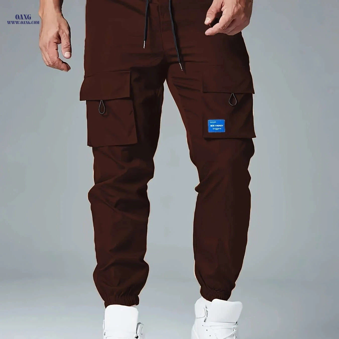 Men's Loose Cargo Joggers with Pockets - Breathable Drawstring Trousers   OAXG 