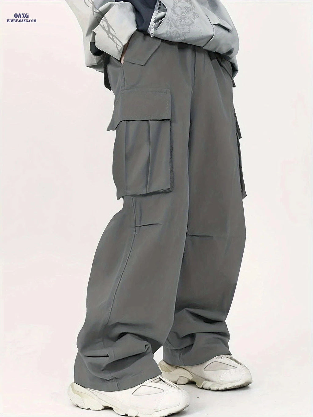 Men's Loose Cargo Pants with Side Flap Pockets - Casual Spring Style   OAXG 