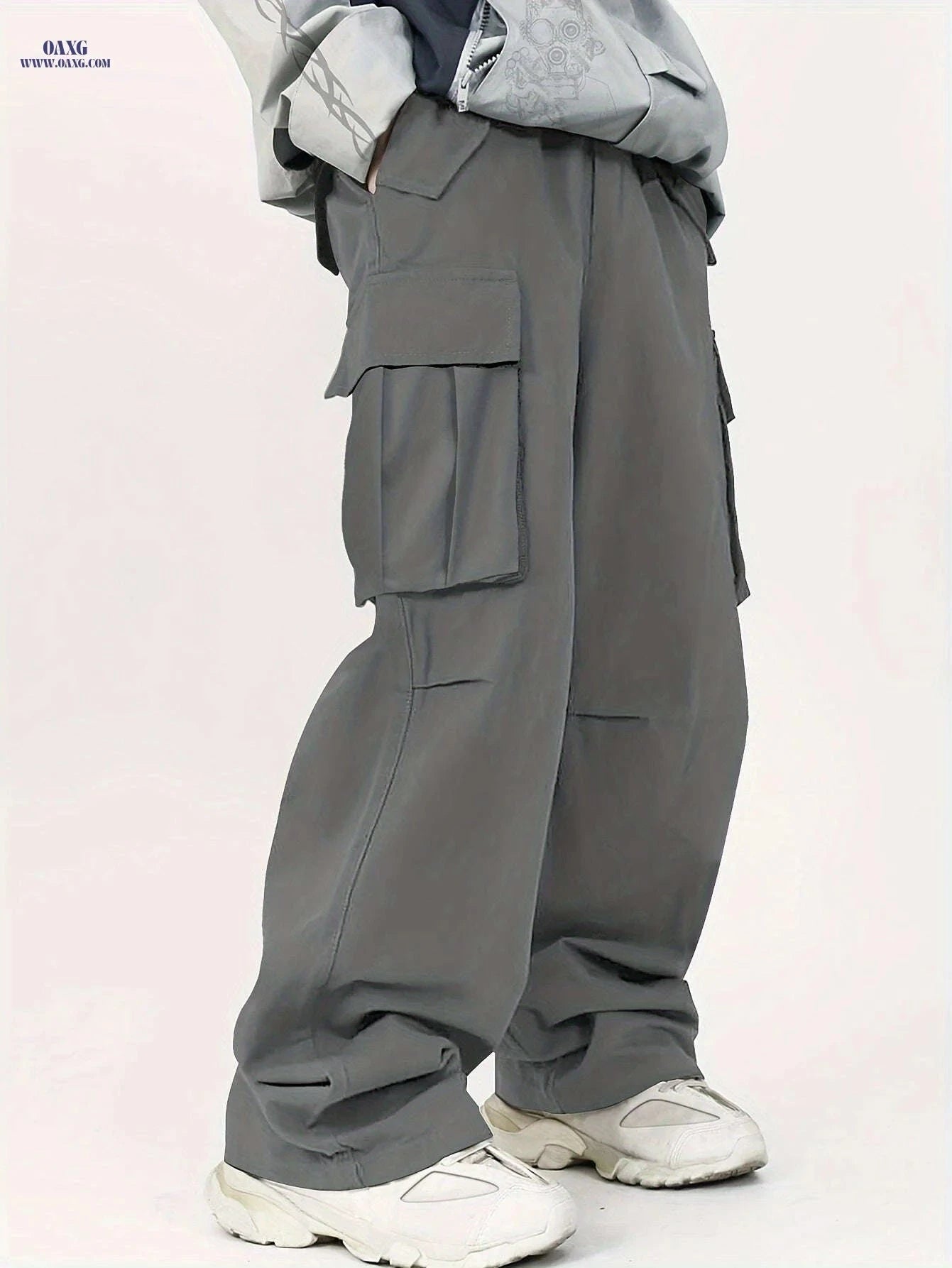 Men's Loose Cargo Pants with Side Flap Pockets - Casual Spring Style   OAXG 