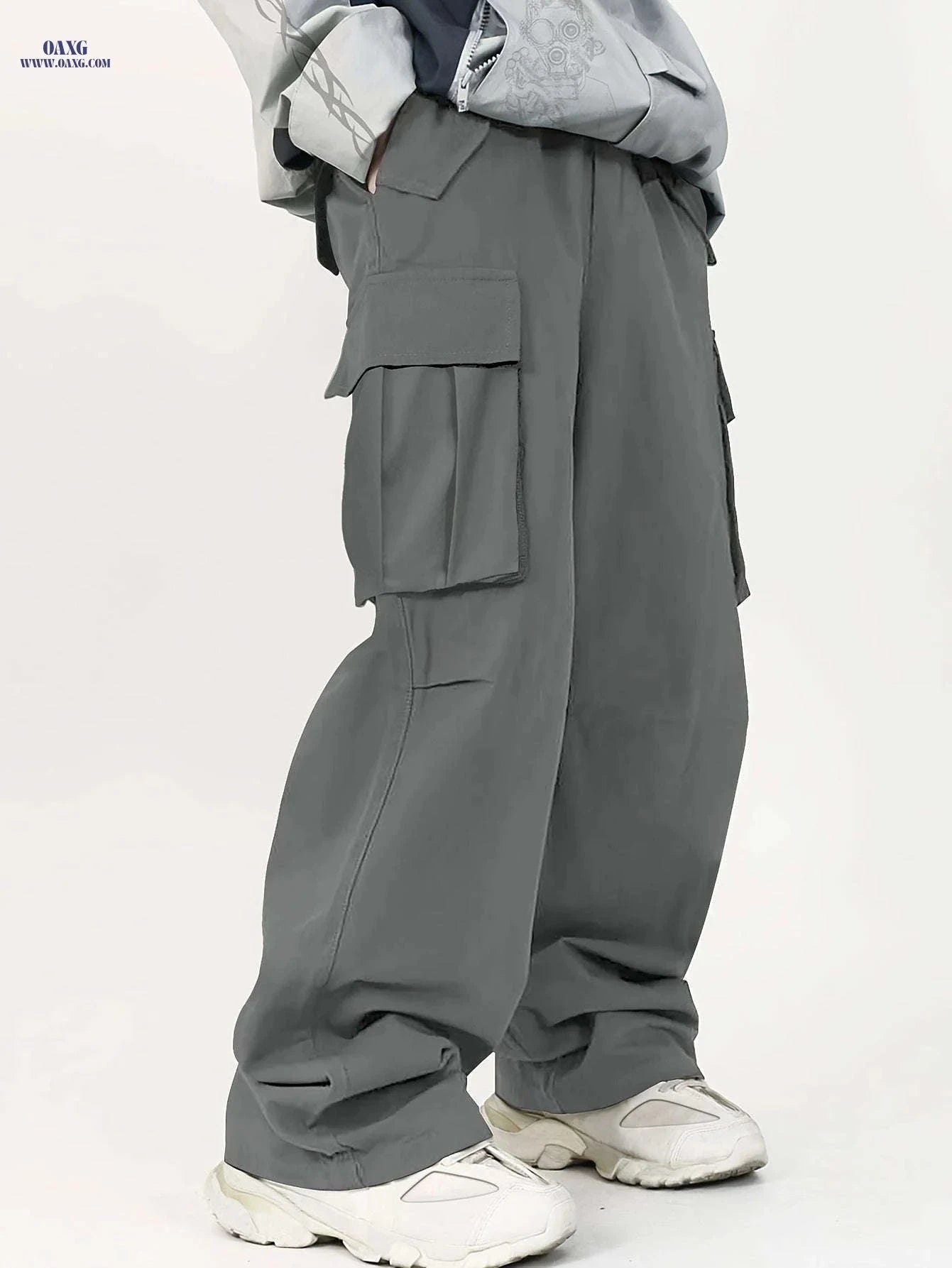 Men's Loose Cargo Pants with Side Flap Pockets - Casual Spring Style   OAXG 