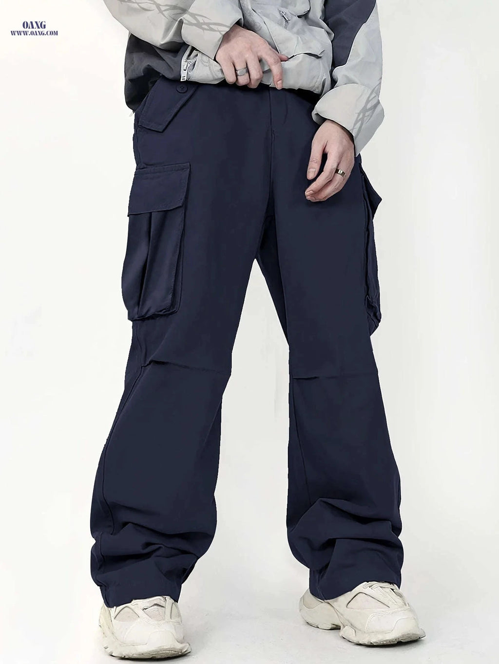 Men's Loose Cargo Pants with Side Flap Pockets - Casual Spring Style   OAXG 