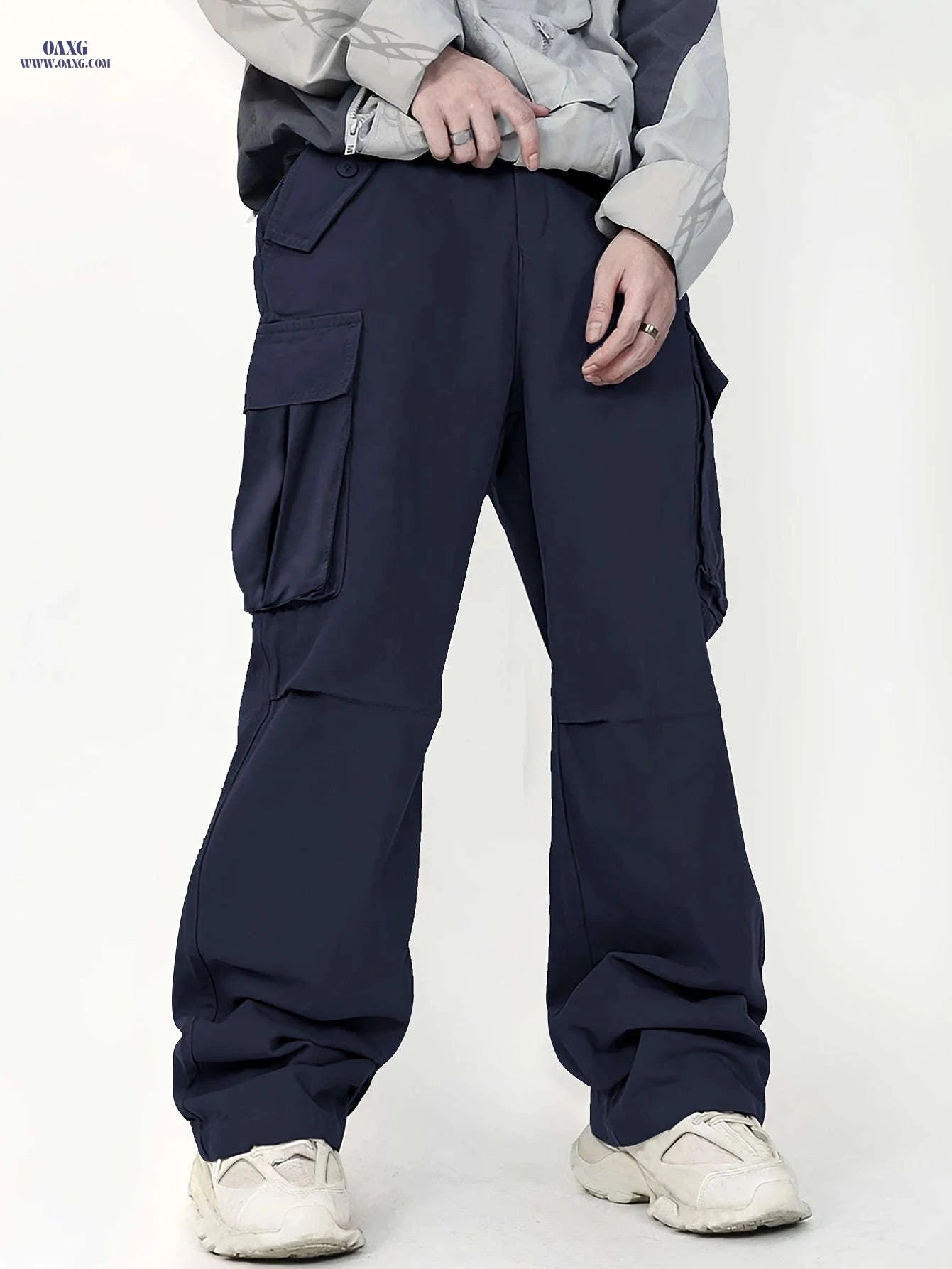 Men's Loose Cargo Pants with Side Flap Pockets - Casual Spring Style   OAXG 
