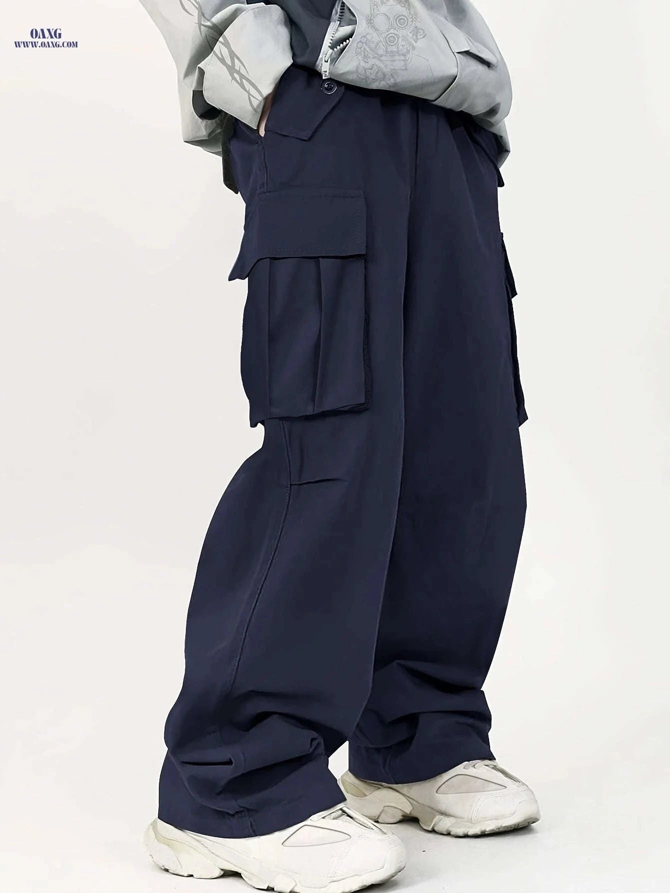 Men's Loose Cargo Pants with Side Flap Pockets - Casual Spring Style   OAXG 