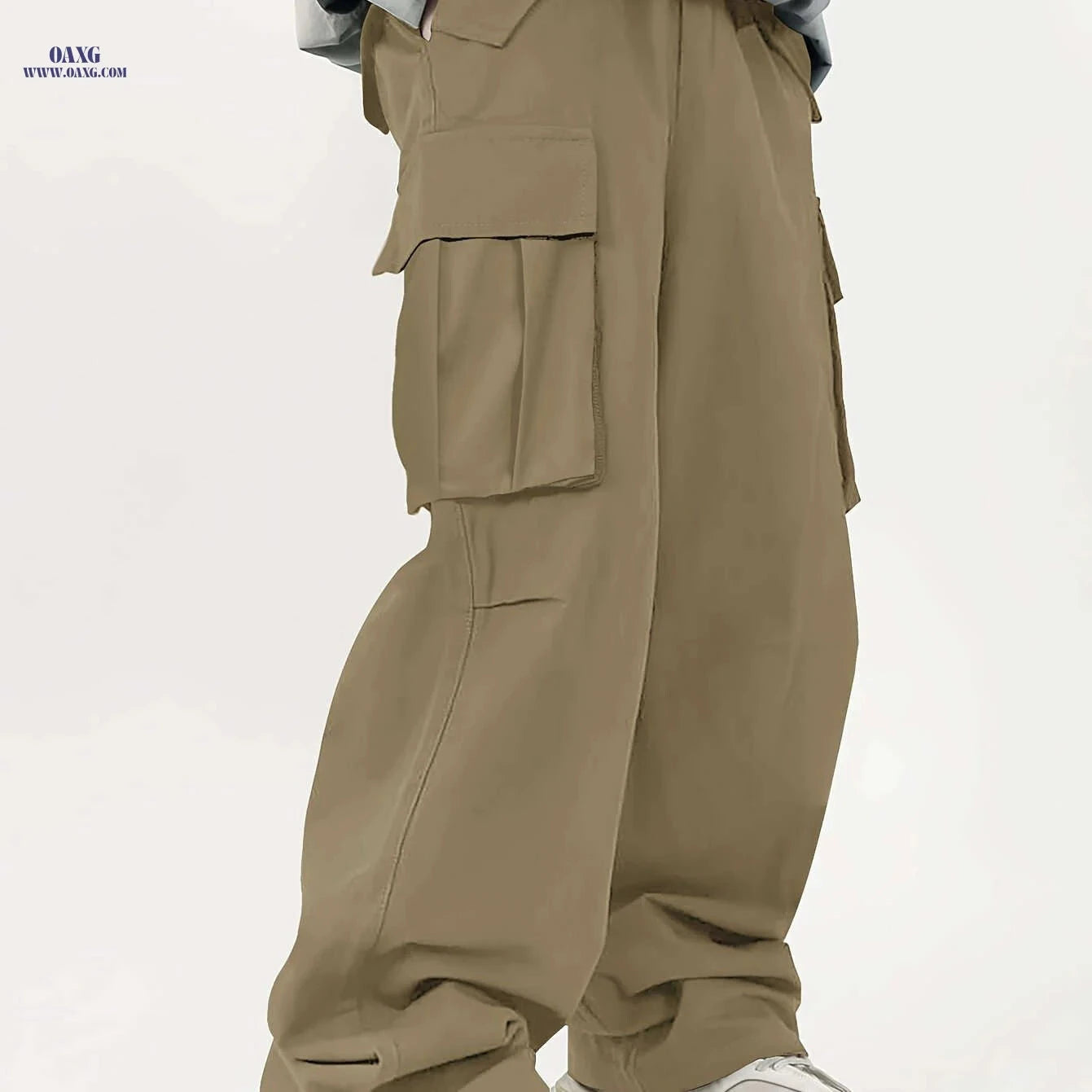 Men's Loose Cargo Pants with Side Flap Pockets - Casual Spring Style   OAXG Black / FR S