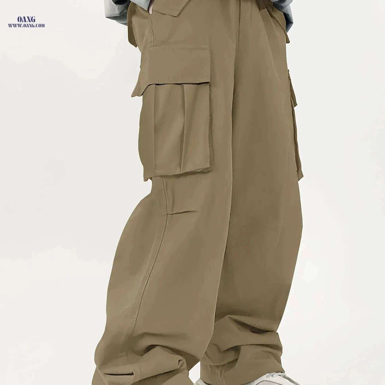Men's Loose Cargo Pants with Side Flap Pockets - Casual Spring Style   OAXG Black / FR S