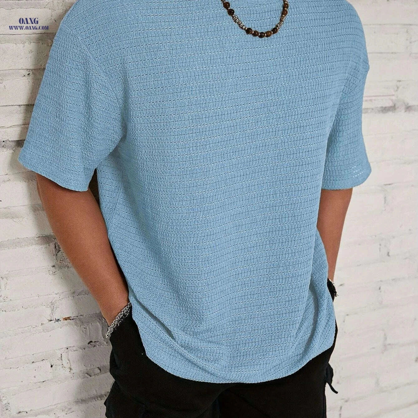 Men's Loose Casual Short Sleeve T-shirt - Comfortable Summer Tee   OAXG Khaki / S