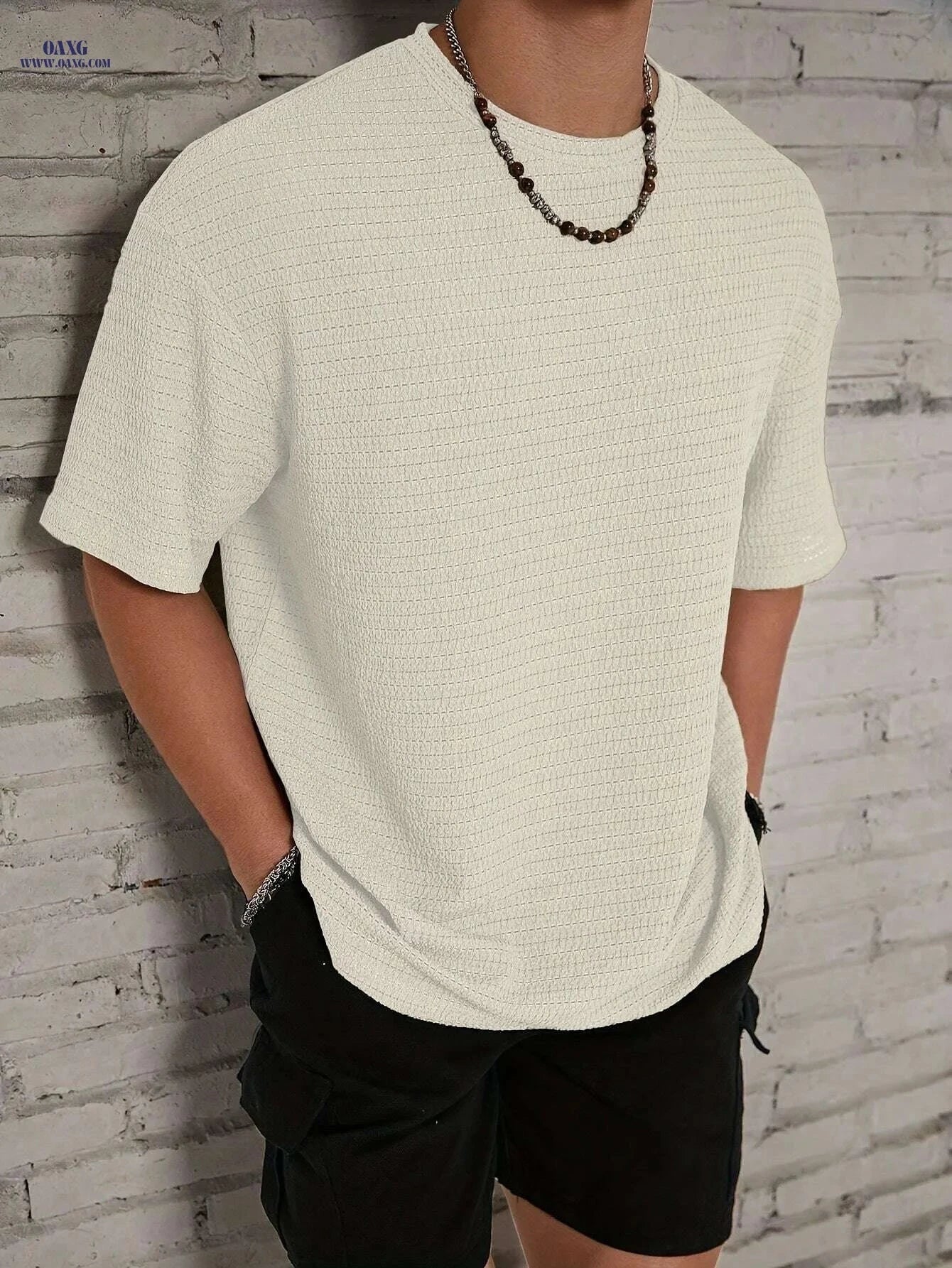 Men's Loose Casual Short Sleeve T-shirt - Comfortable Summer Tee   OAXG Khaki / S