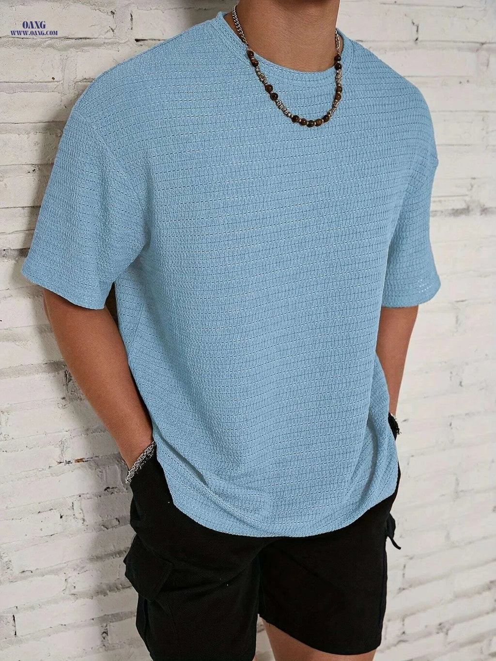 Men's Loose Casual Short Sleeve T-shirt - Comfortable Summer Tee   OAXG Khaki / S
