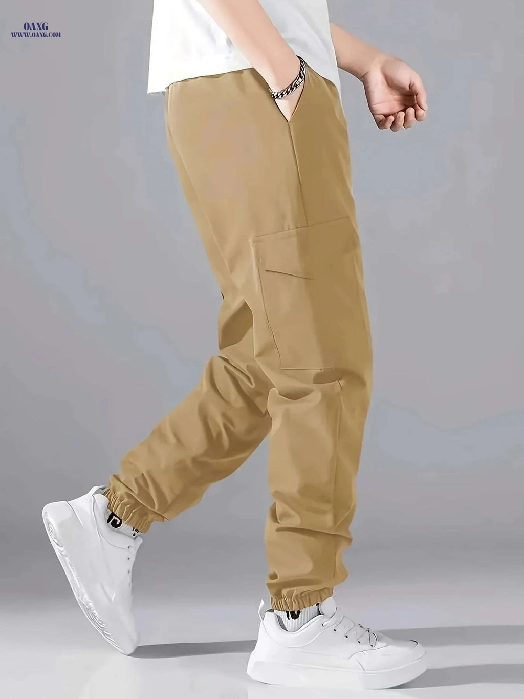 Men's Loose Drawstring Overalls - Multi-Pocket Casual Cargo Pants   OAXG Black / FR S