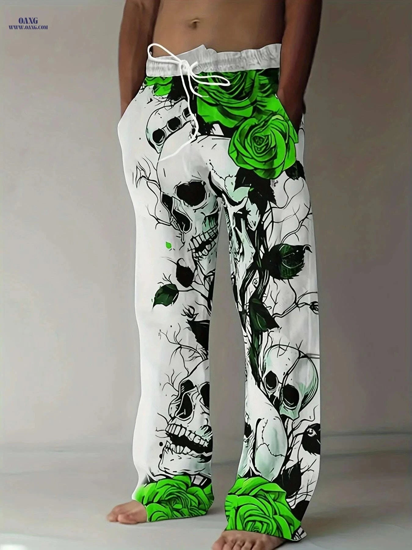 Men's Loose Fit 3D Skull Print Jogger Pants - Summer Casual Style   OAXG 