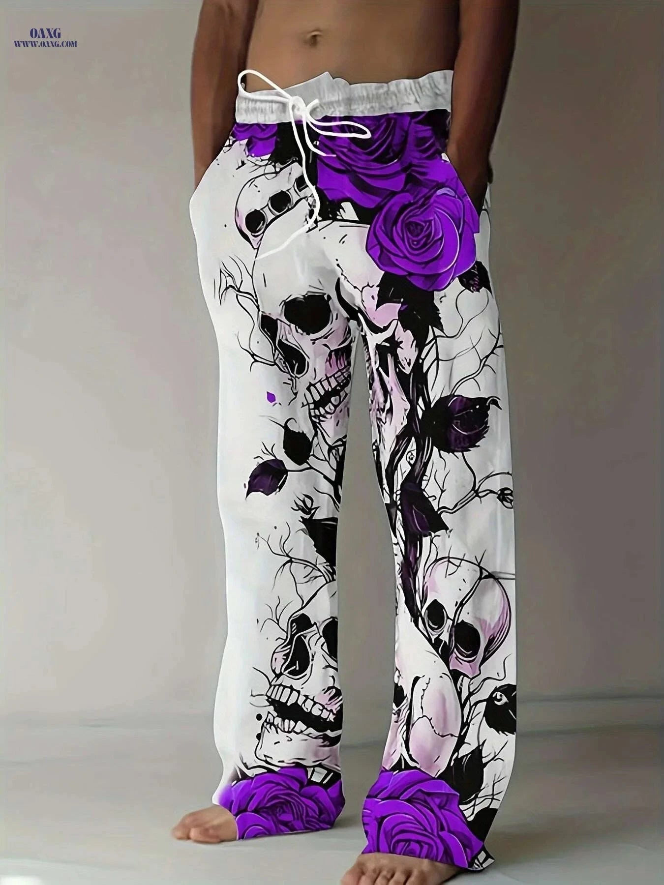 Men's Loose Fit 3D Skull Print Jogger Pants - Summer Casual Style   OAXG Mixed Color / M