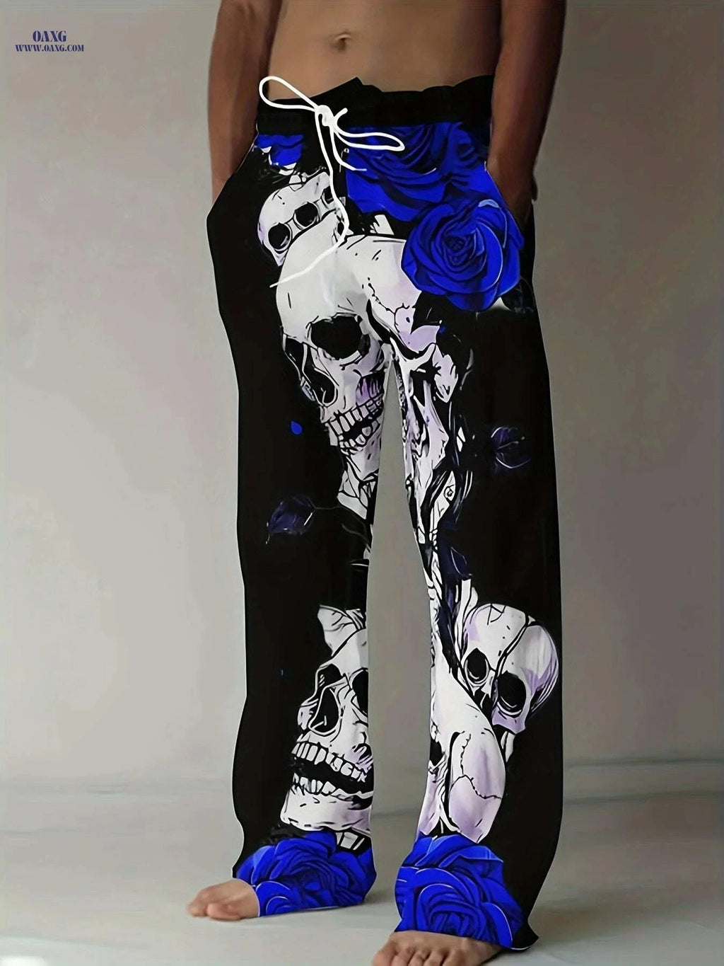 Men's Loose Fit 3D Skull Print Jogger Pants - Summer Casual Style   OAXG Mixed Color / M
