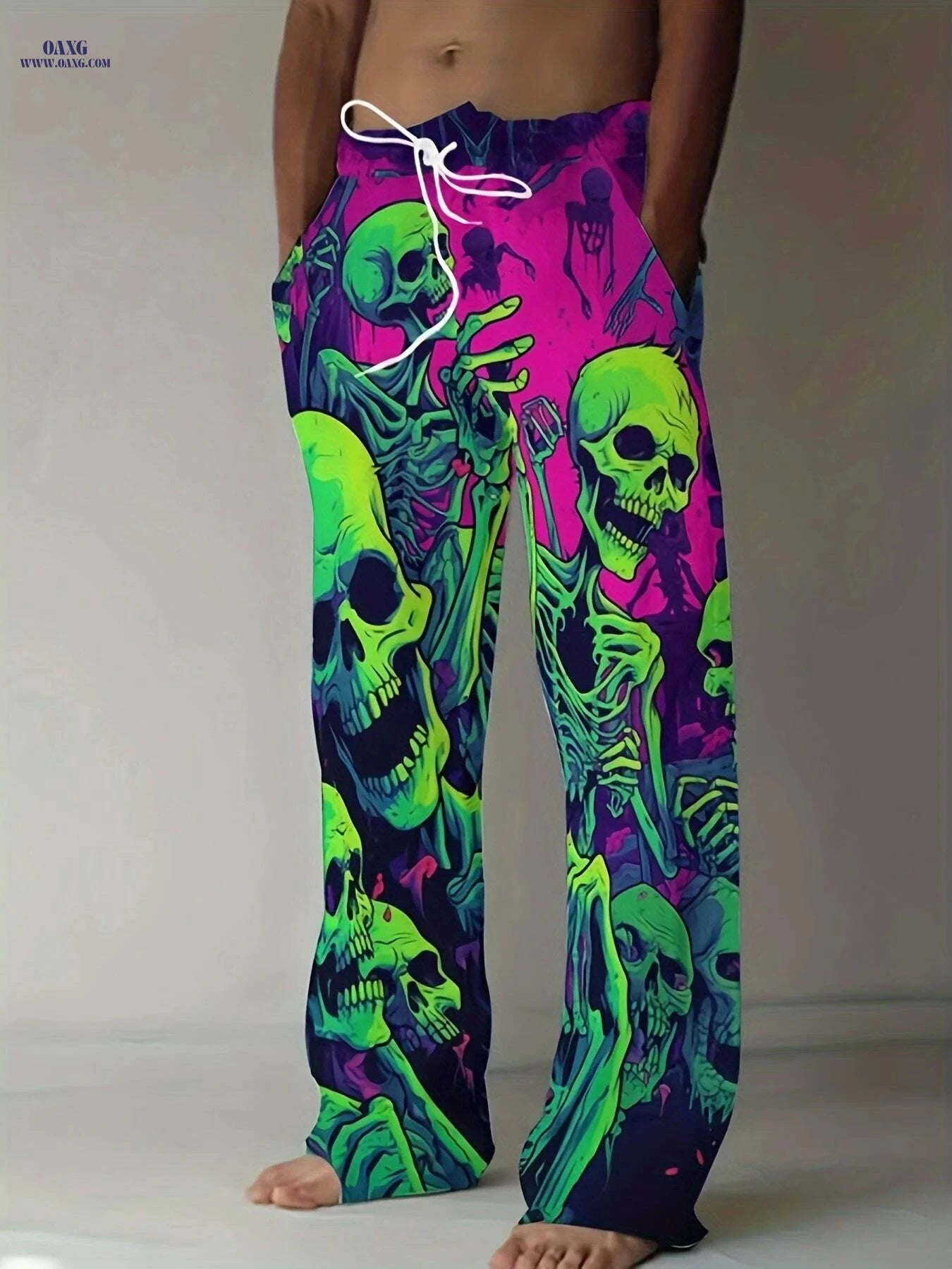 Men's Loose Fit 3D Skull Print Jogger Pants - Summer Casual Style   OAXG Mixed Color / M