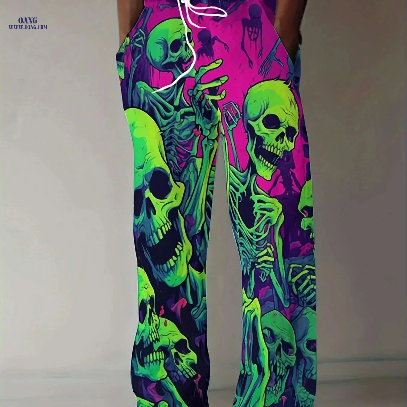 Men's Loose Fit 3D Skull Print Jogger Pants - Summer Casual Style   OAXG Mixed Color / M