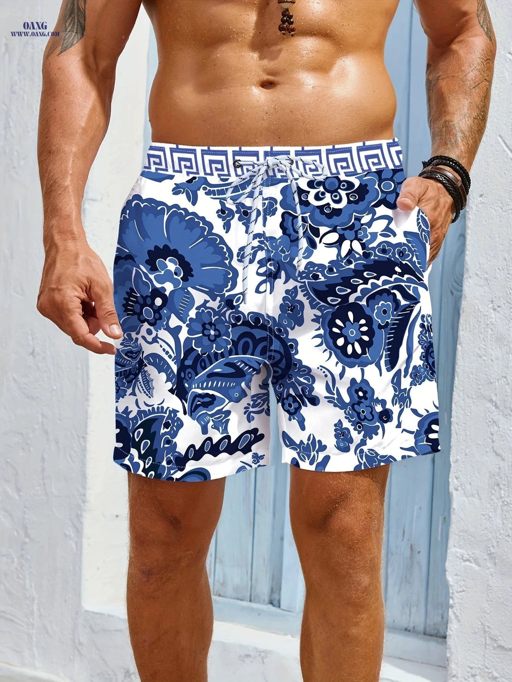 Men's Loose Fit Beach Shorts - Perfect for Vacation Style   OAXG Blue / FR S