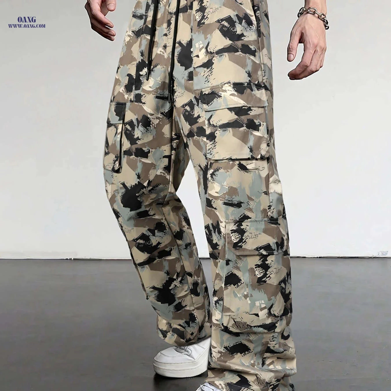 Men's Loose Fit Camouflage Cargo Pants - All Seasons, Multiple Pockets   OAXG 