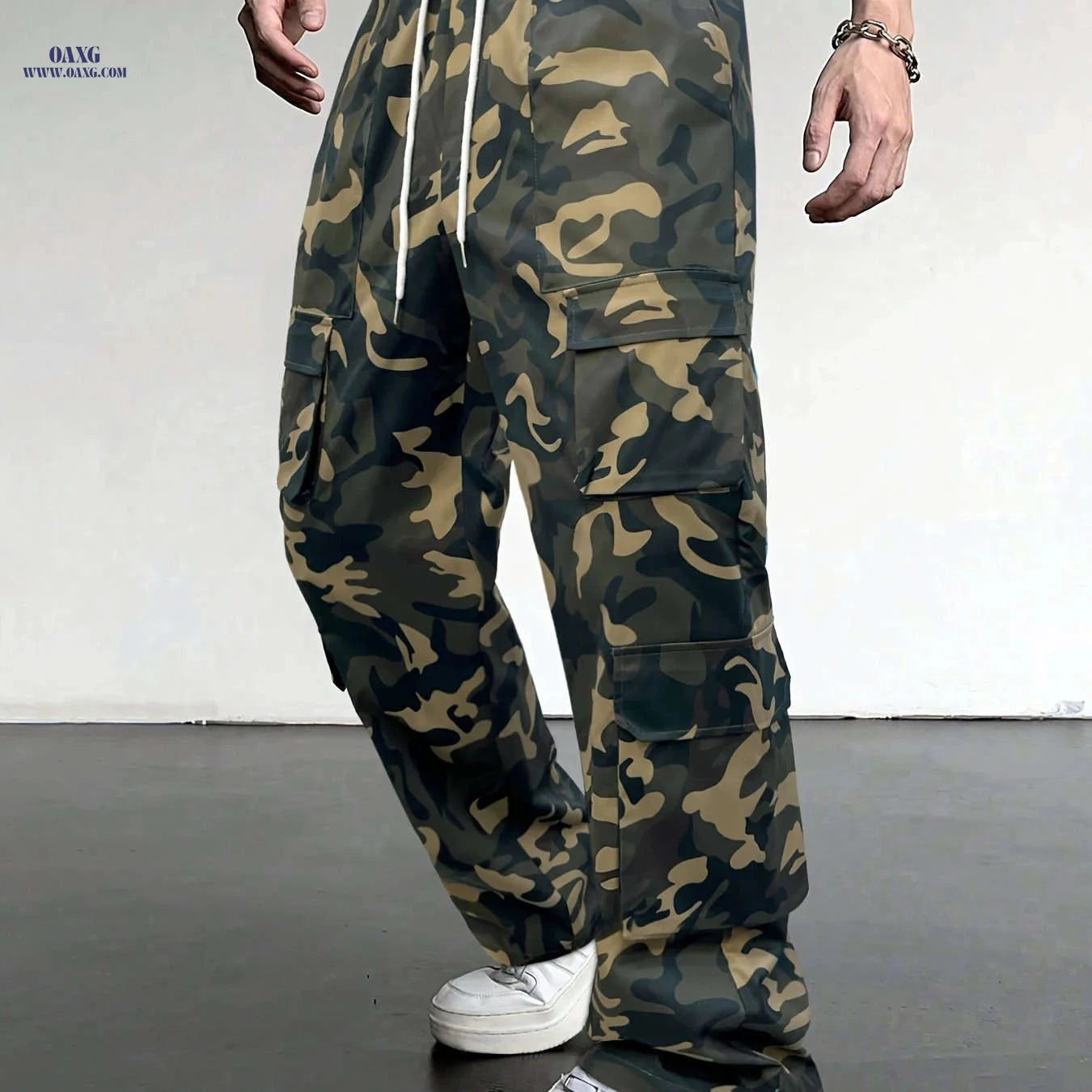 Men's Loose Fit Camouflage Cargo Pants - All Seasons, Multiple Pockets   OAXG 