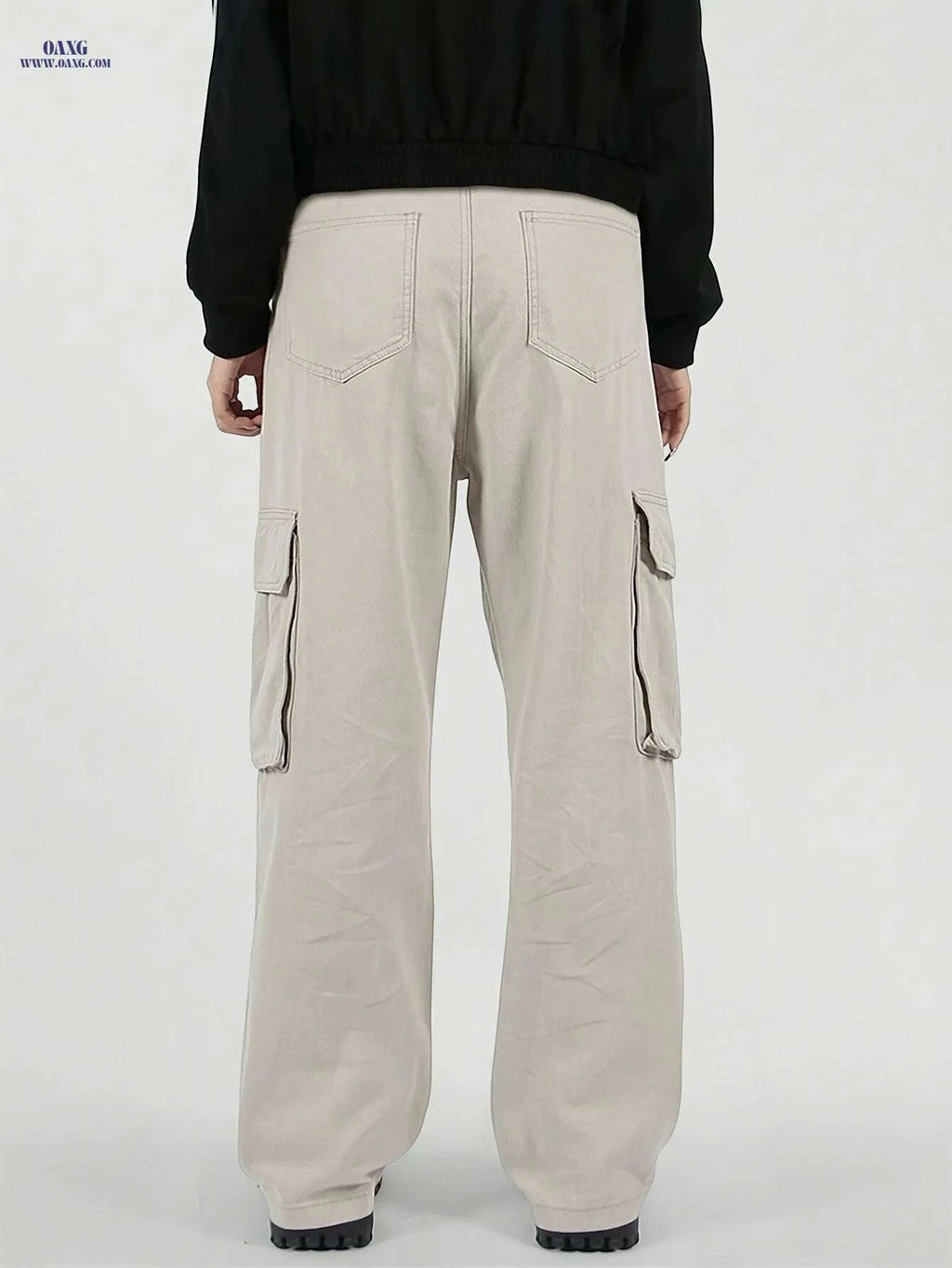 Men's Loose Fit Cargo Pants - Elastic Waist, Multiple Utility Pockets   OAXG Black / S