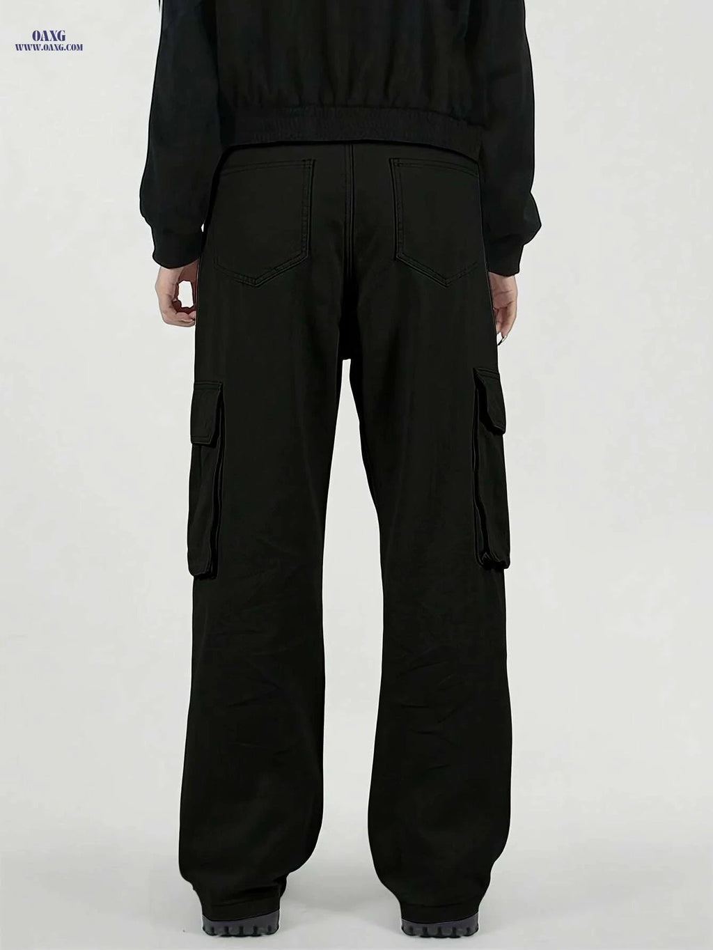 Men's Loose Fit Cargo Pants - Elastic Waist, Multiple Utility Pockets   OAXG Black / S