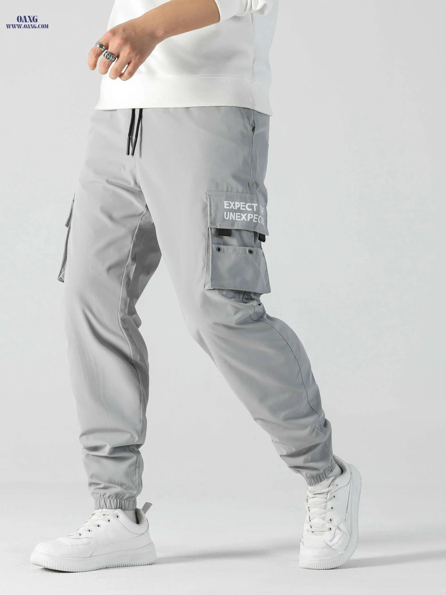 Men's Loose Fit Cargo Pants with Drawstring Waist - All-Season Style   OAXG Khaki / S