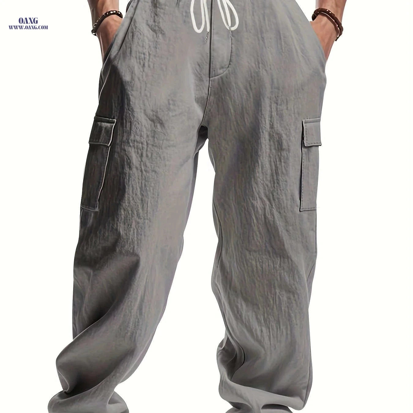 Men's Loose Fit Casual Long Pants - Breathable Multi-Pocket Style   OAXG 