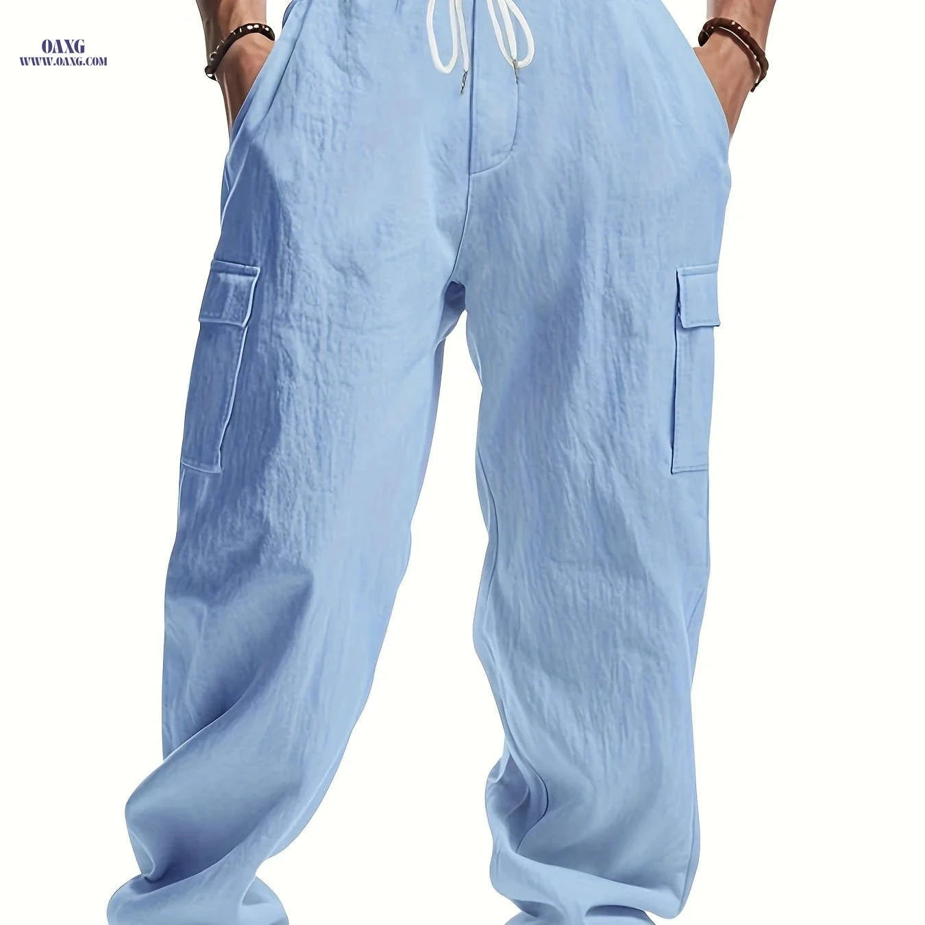 Men's Loose Fit Casual Long Pants - Breathable Multi-Pocket Style   OAXG 