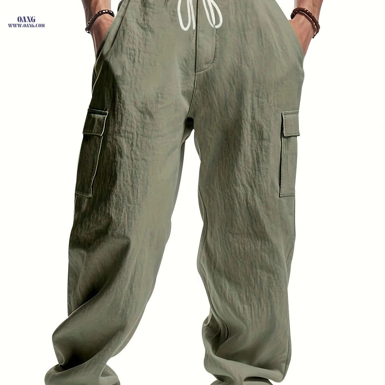 Men's Loose Fit Casual Long Pants - Breathable Multi-Pocket Style   OAXG 