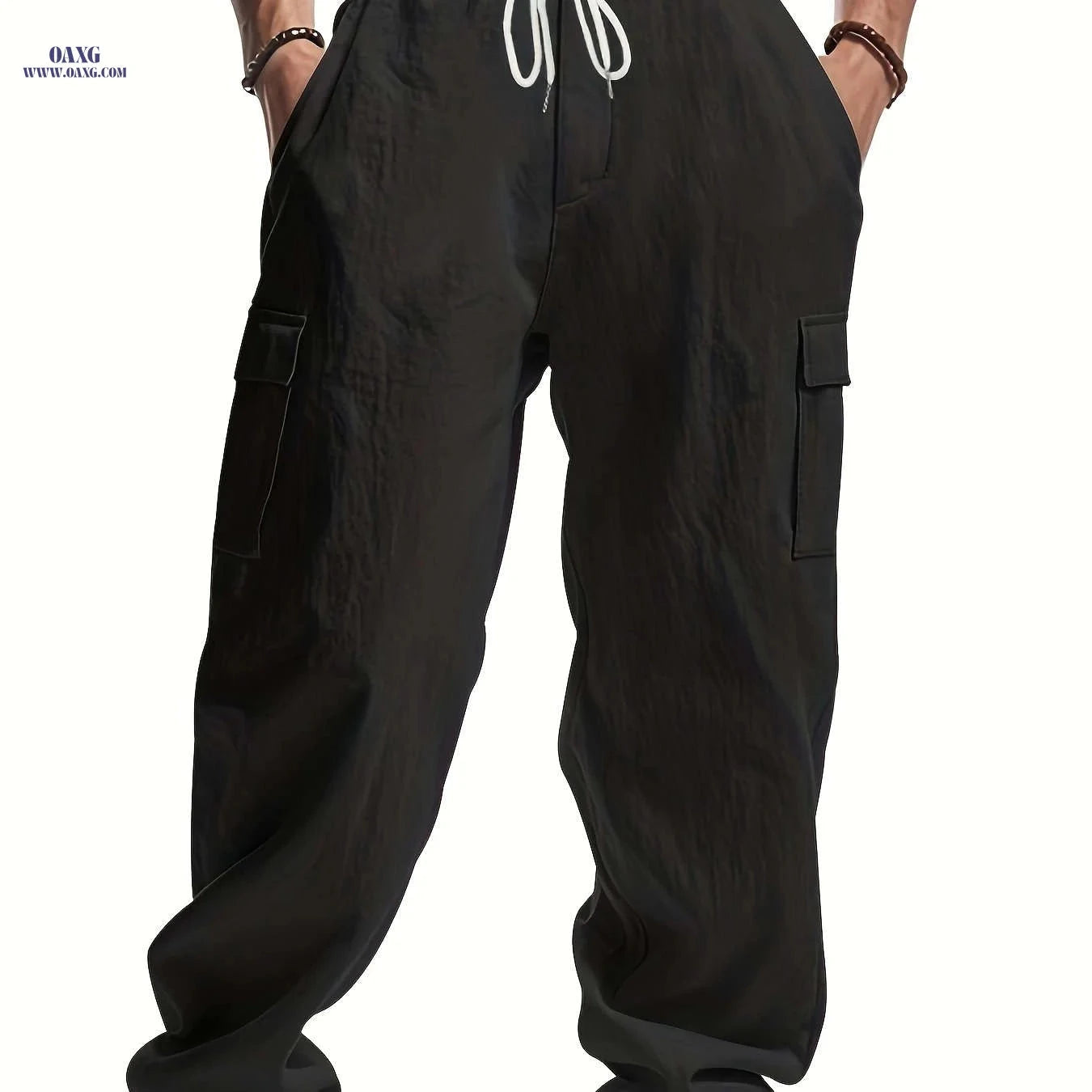 Men's Loose Fit Casual Long Pants - Breathable Multi-Pocket Style   OAXG 