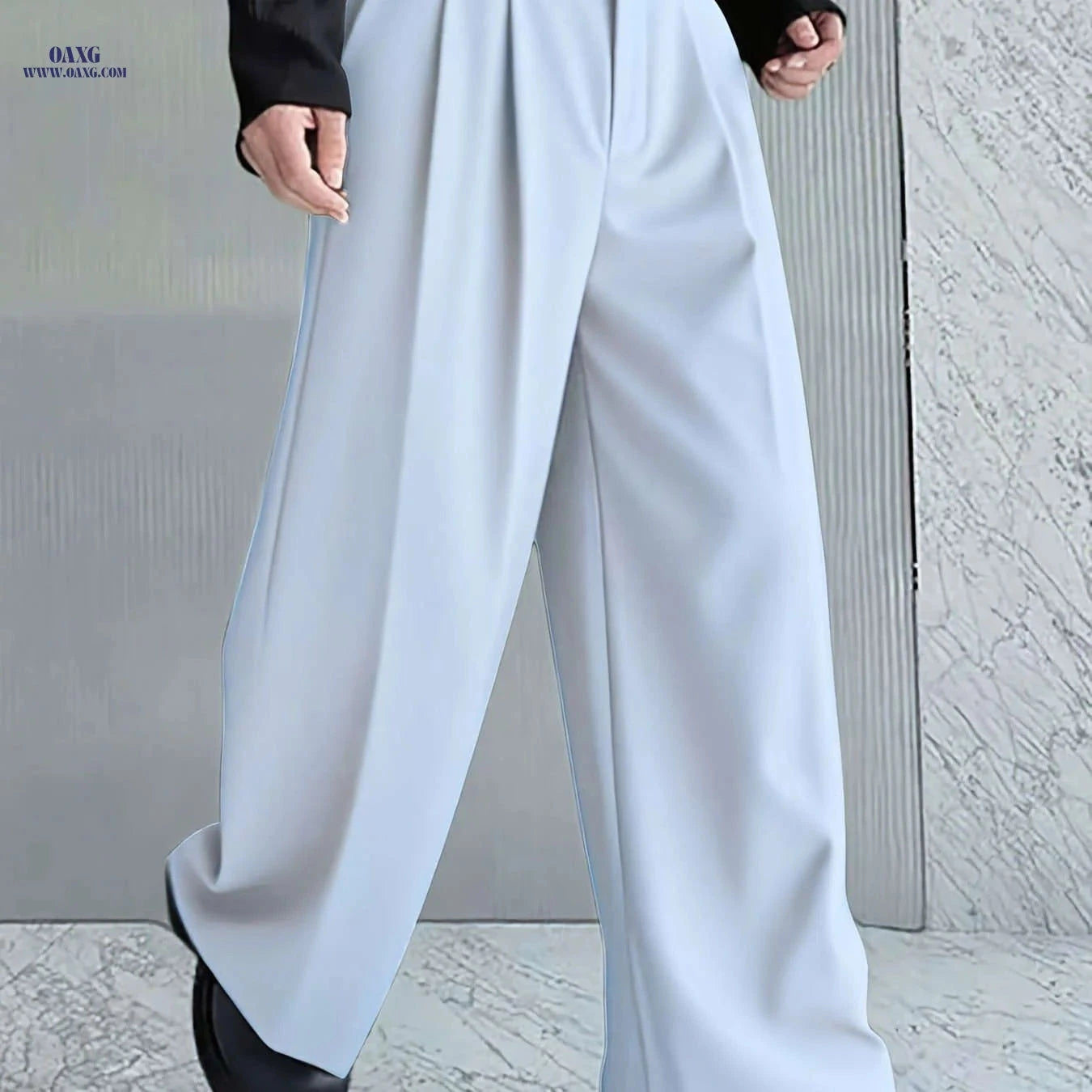 Men's Loose-Fit Casual Pants - Trendy Small Pleat Design for All Seasons   OAXG Black / FR S