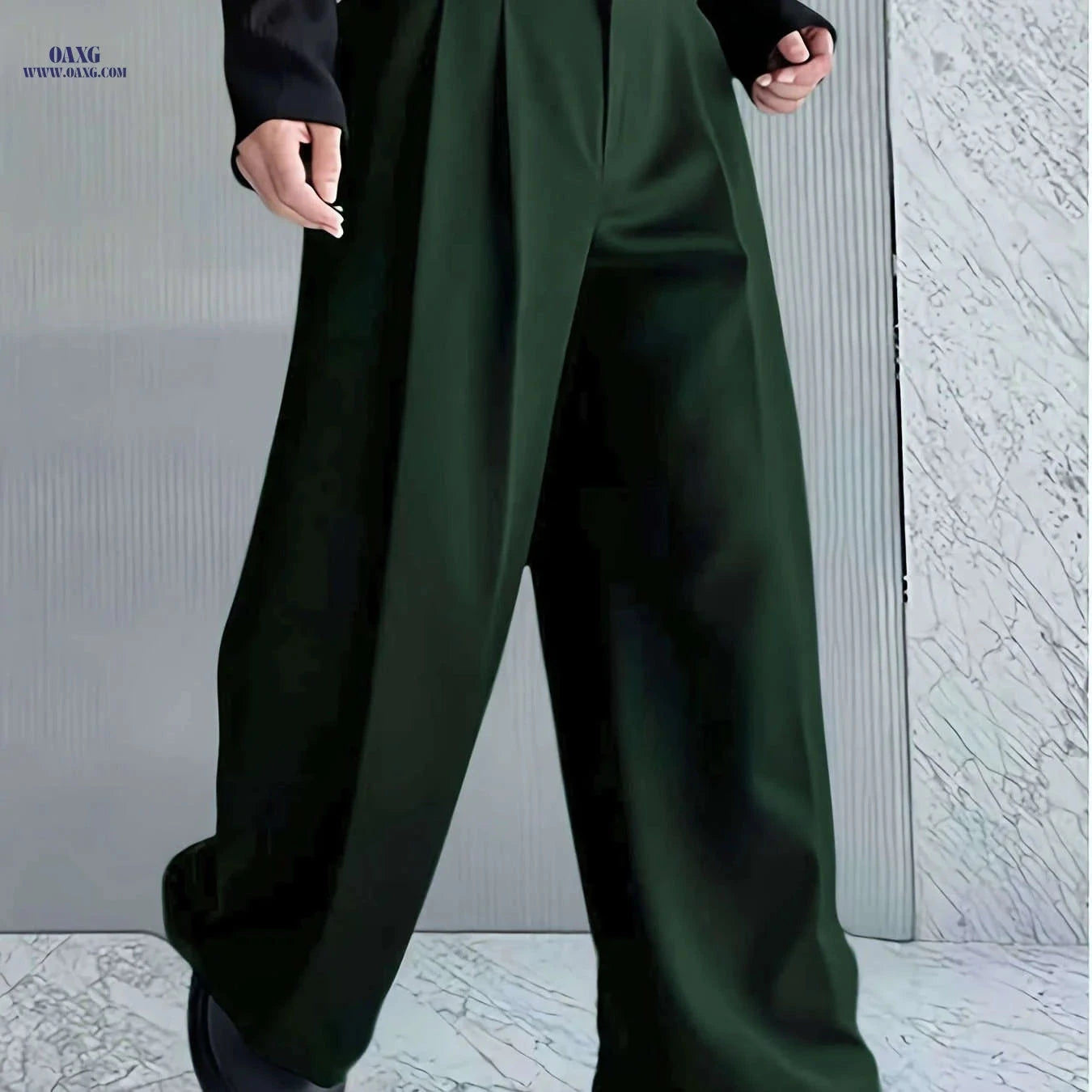 Men's Loose-Fit Casual Pants - Trendy Small Pleat Design for All Seasons   OAXG Black / FR S
