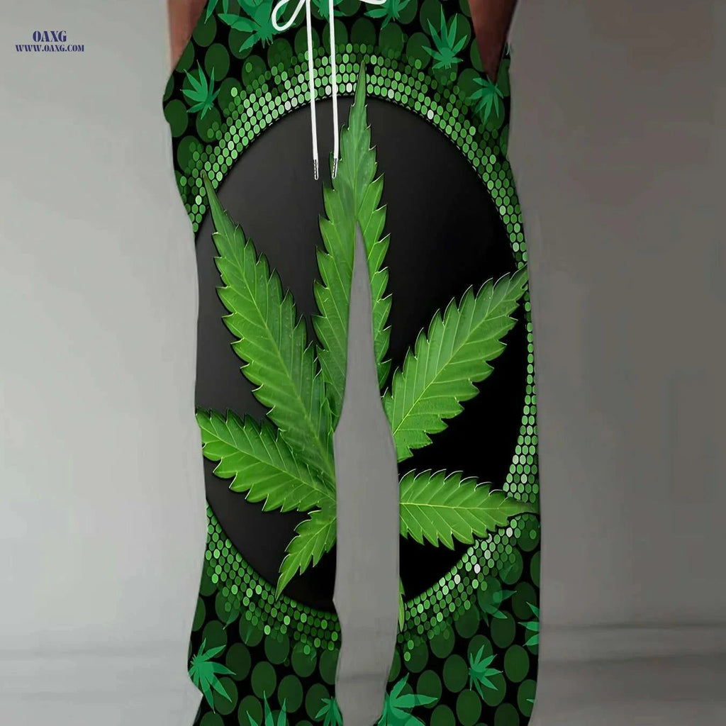 Men's Loose Fit Casual Pants - Vintage American Style, All Over Print   OAXG Green / M