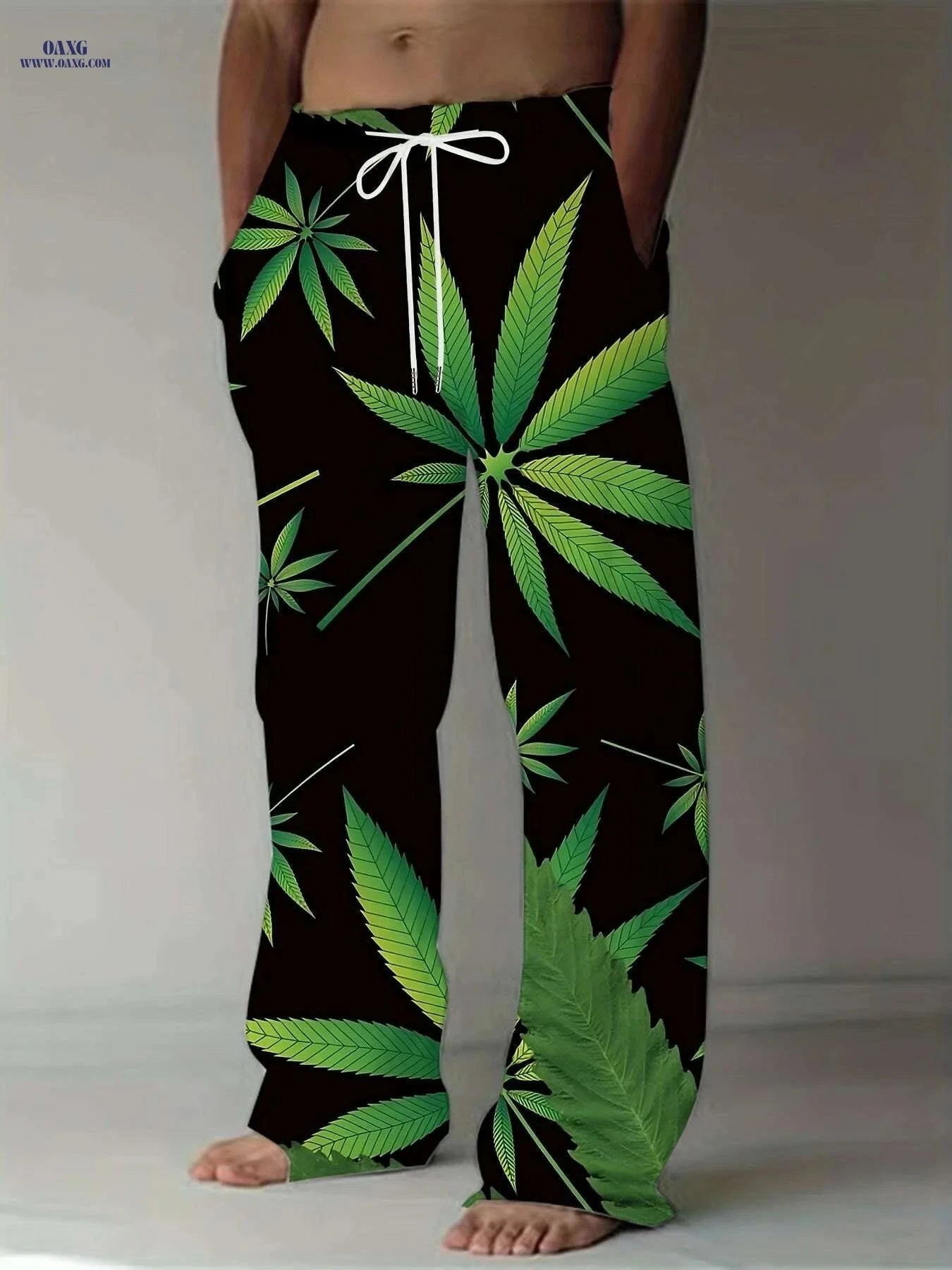 Men's Loose Fit Casual Pants - Vintage American Style, All Over Print   OAXG Green / M