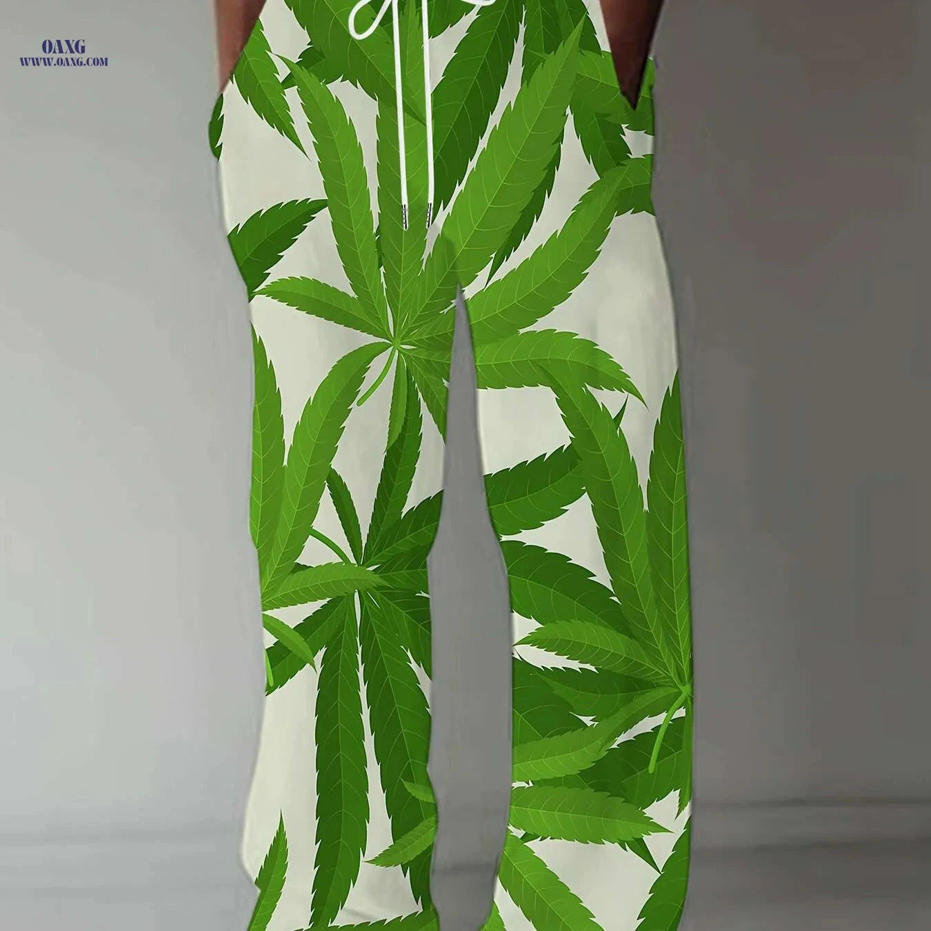Men's Loose Fit Casual Pants - Vintage American Style, All Over Print   OAXG Green / M