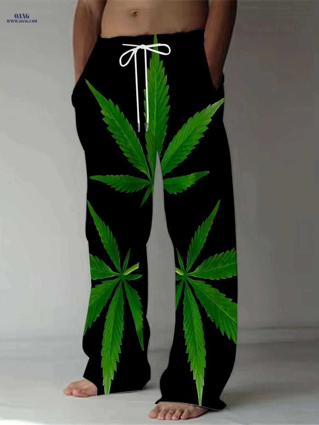 Men's Loose Fit Casual Pants - Vintage American Style, All Over Print   OAXG Green / M