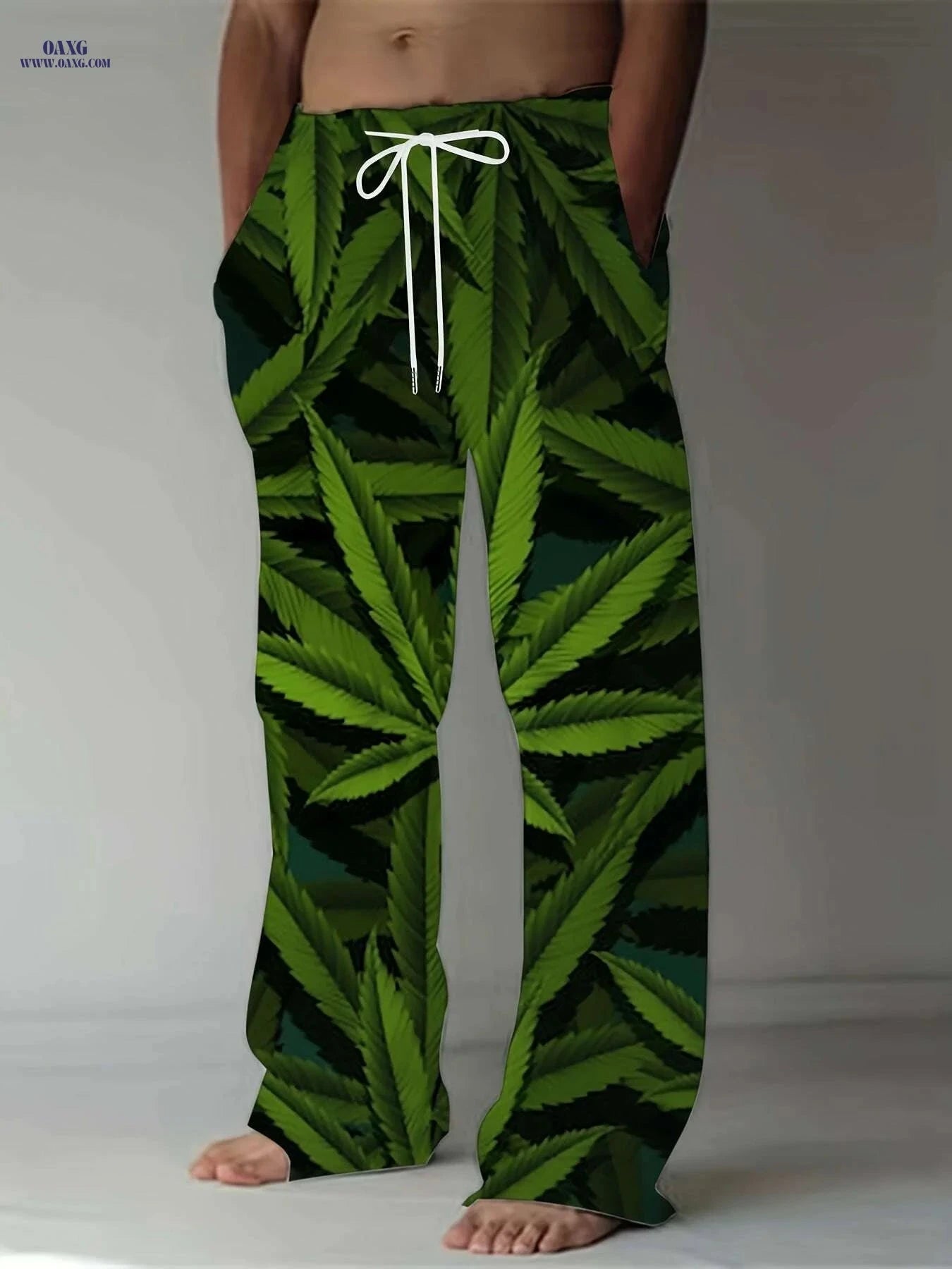Men's Loose Fit Casual Pants - Vintage American Style, All Over Print   OAXG Green / M
