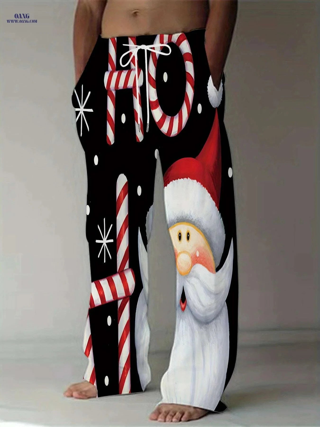 Men's Loose-Fit Christmas Pants - Snowman & Gingerbread Print   OAXG Mixed Color / M