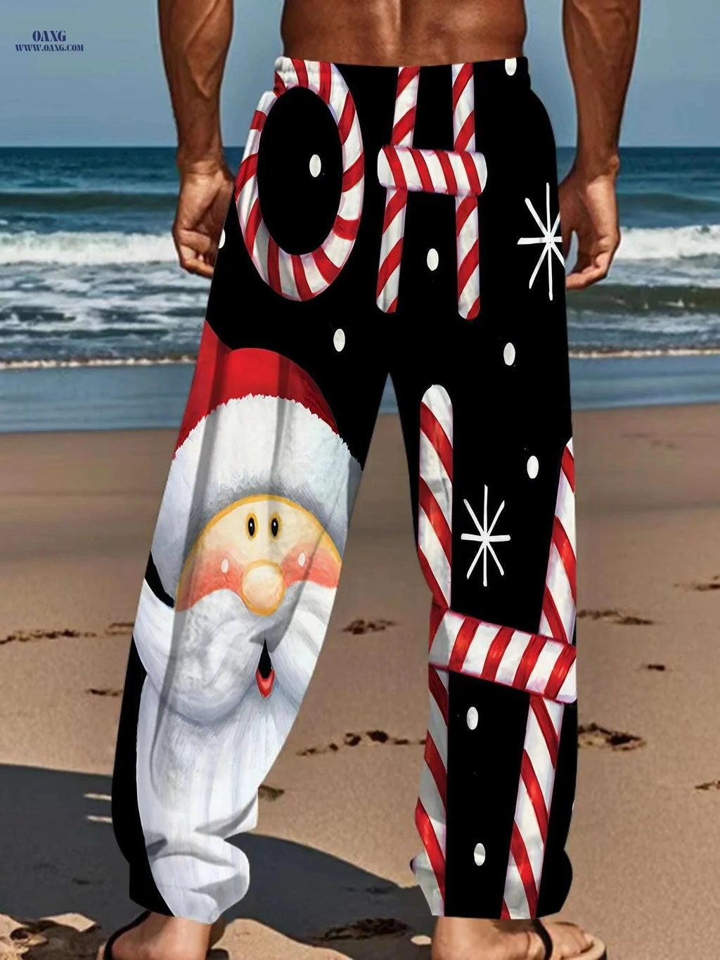 Men's Loose-Fit Christmas Pants - Snowman & Gingerbread Print   OAXG 