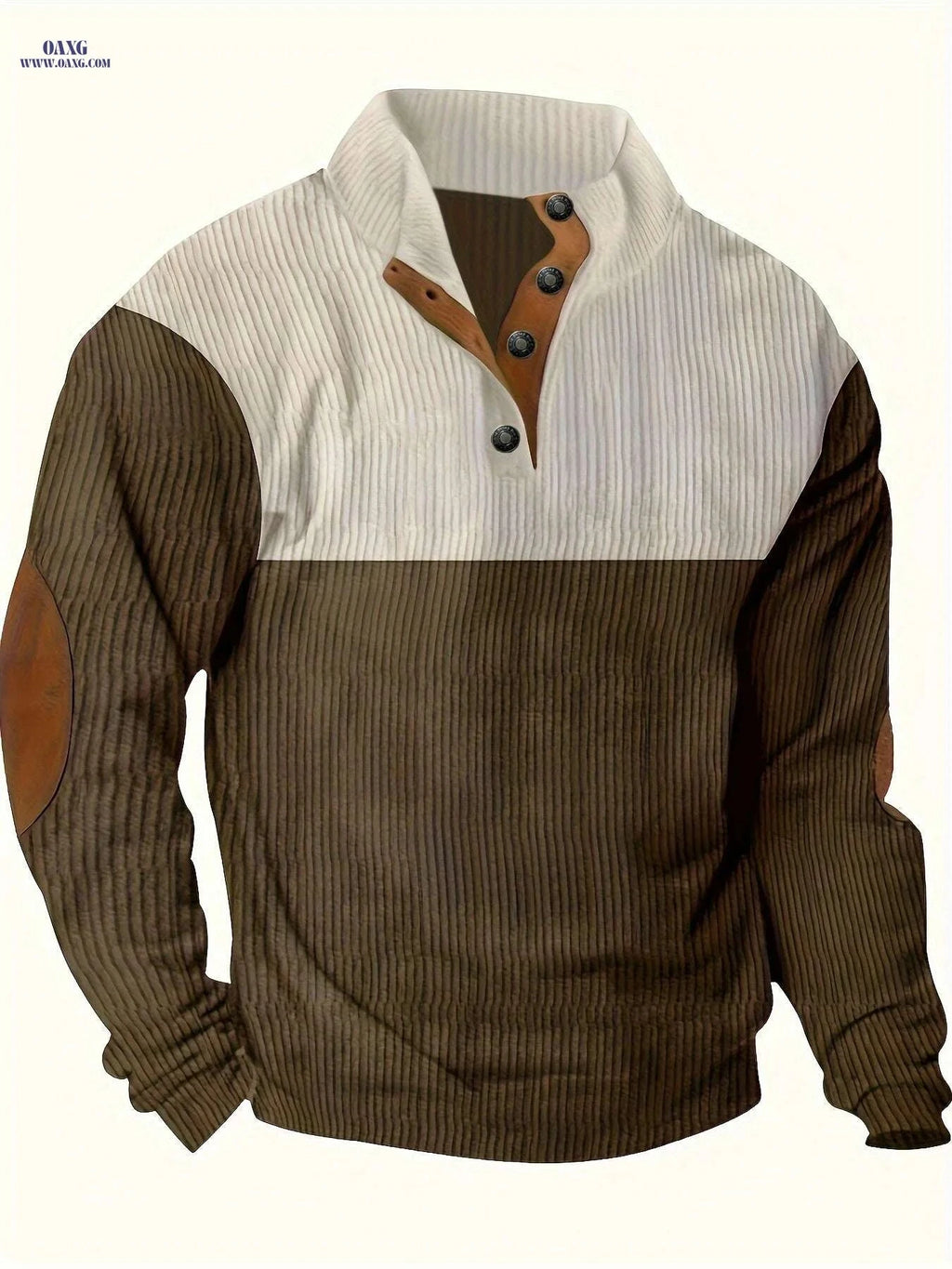 Men's Loose Fit Color Block Pullover Sweater - Casual Half-Zip   OAXG 