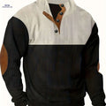 Men's Loose Fit Color Block Pullover Sweater - Casual Half-Zip   OAXG Black / S