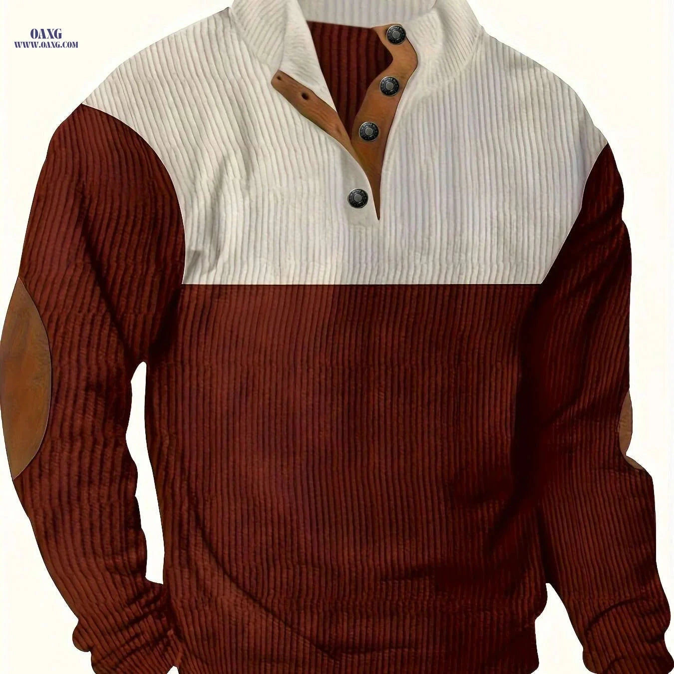 Men's Loose Fit Color Block Pullover Sweater - Casual Half-Zip   OAXG 