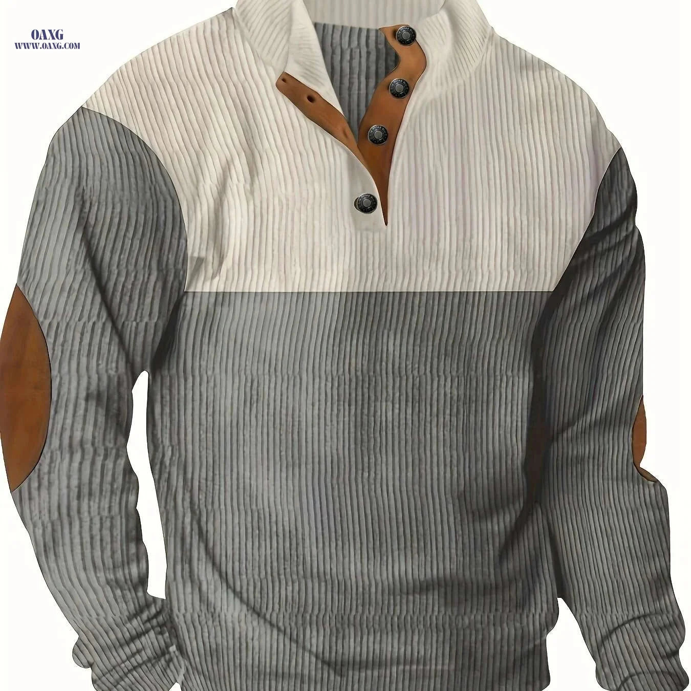Men's Loose Fit Color Block Pullover Sweater - Casual Half-Zip   OAXG 