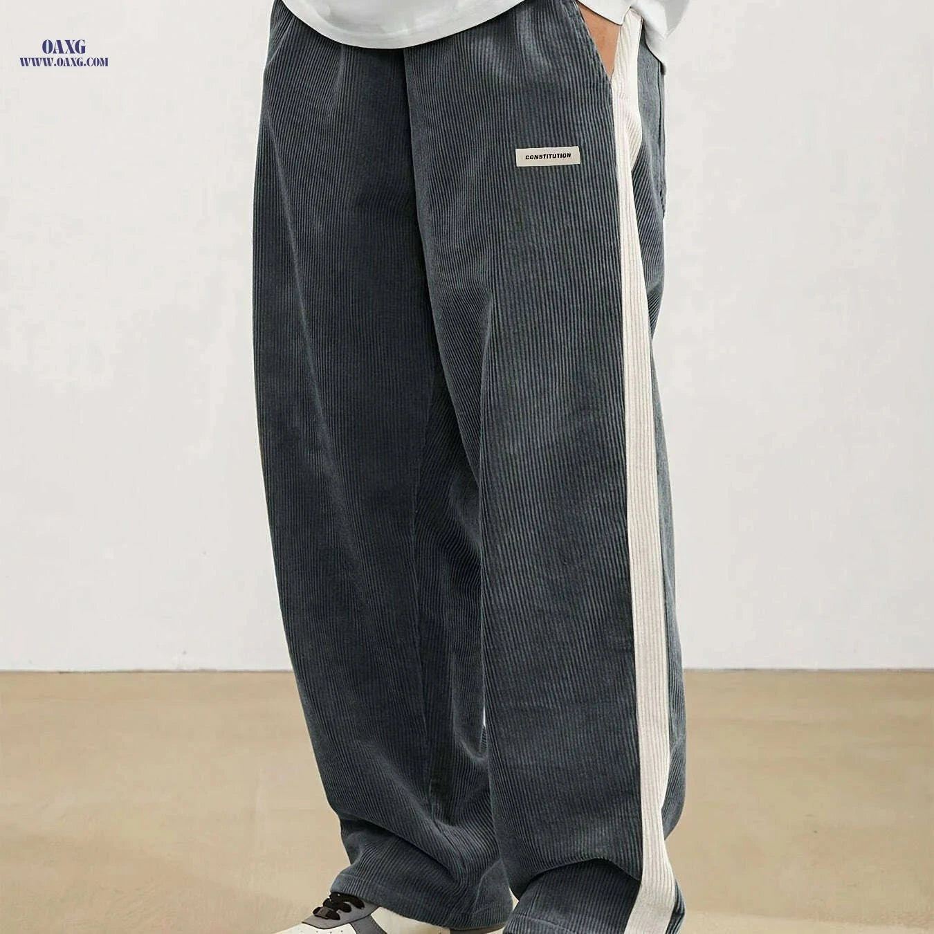 Men's Loose Fit Corduroy Pants - Casual Drawstring Trousers   OAXG Apricot / S