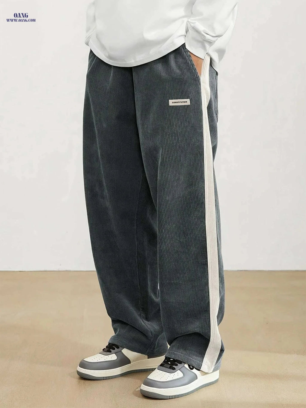 Men's Loose Fit Corduroy Pants - Casual Drawstring Trousers   OAXG Apricot / S