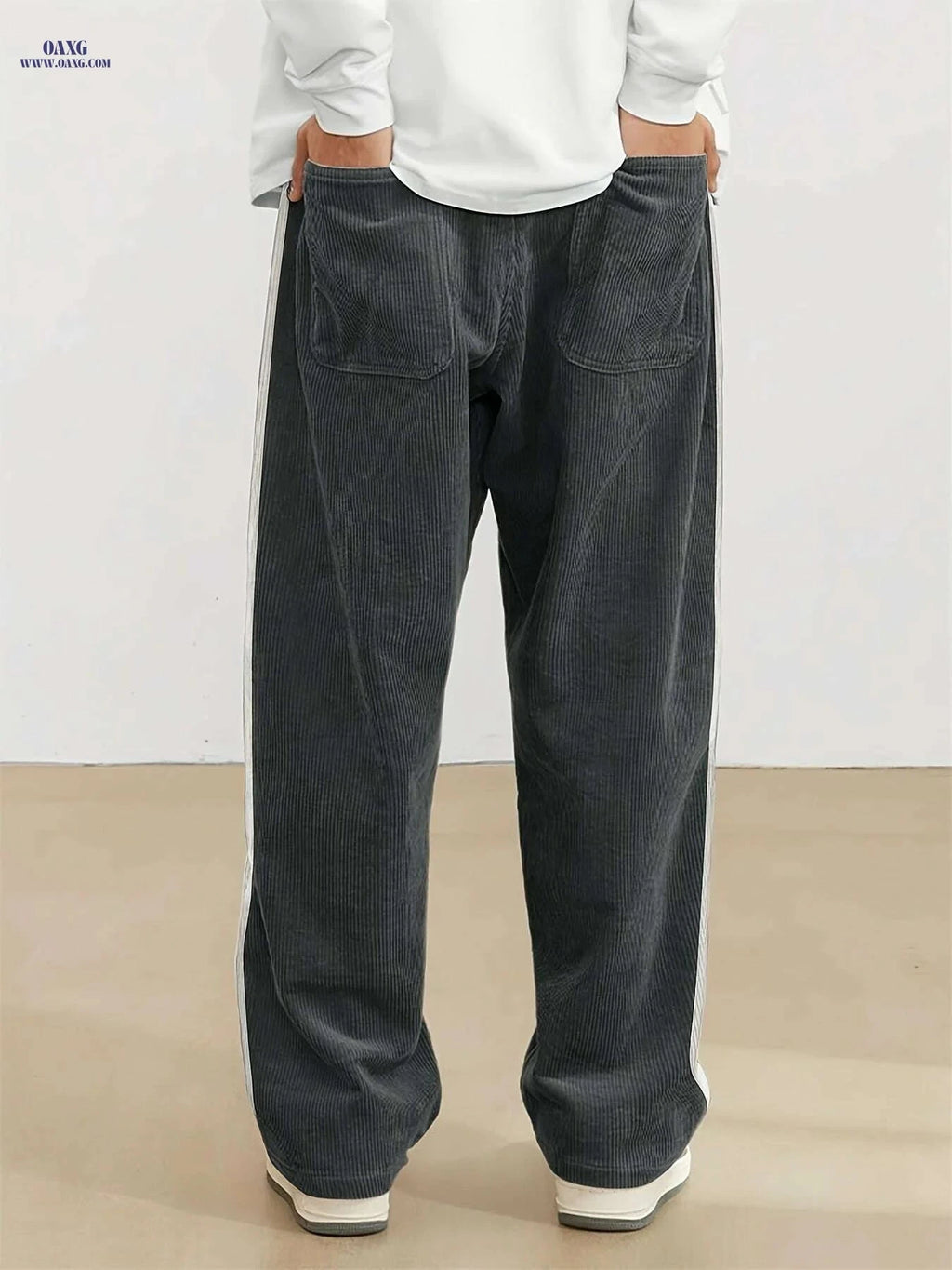 Men's Loose Fit Corduroy Pants - Casual Drawstring Trousers   OAXG Apricot / S