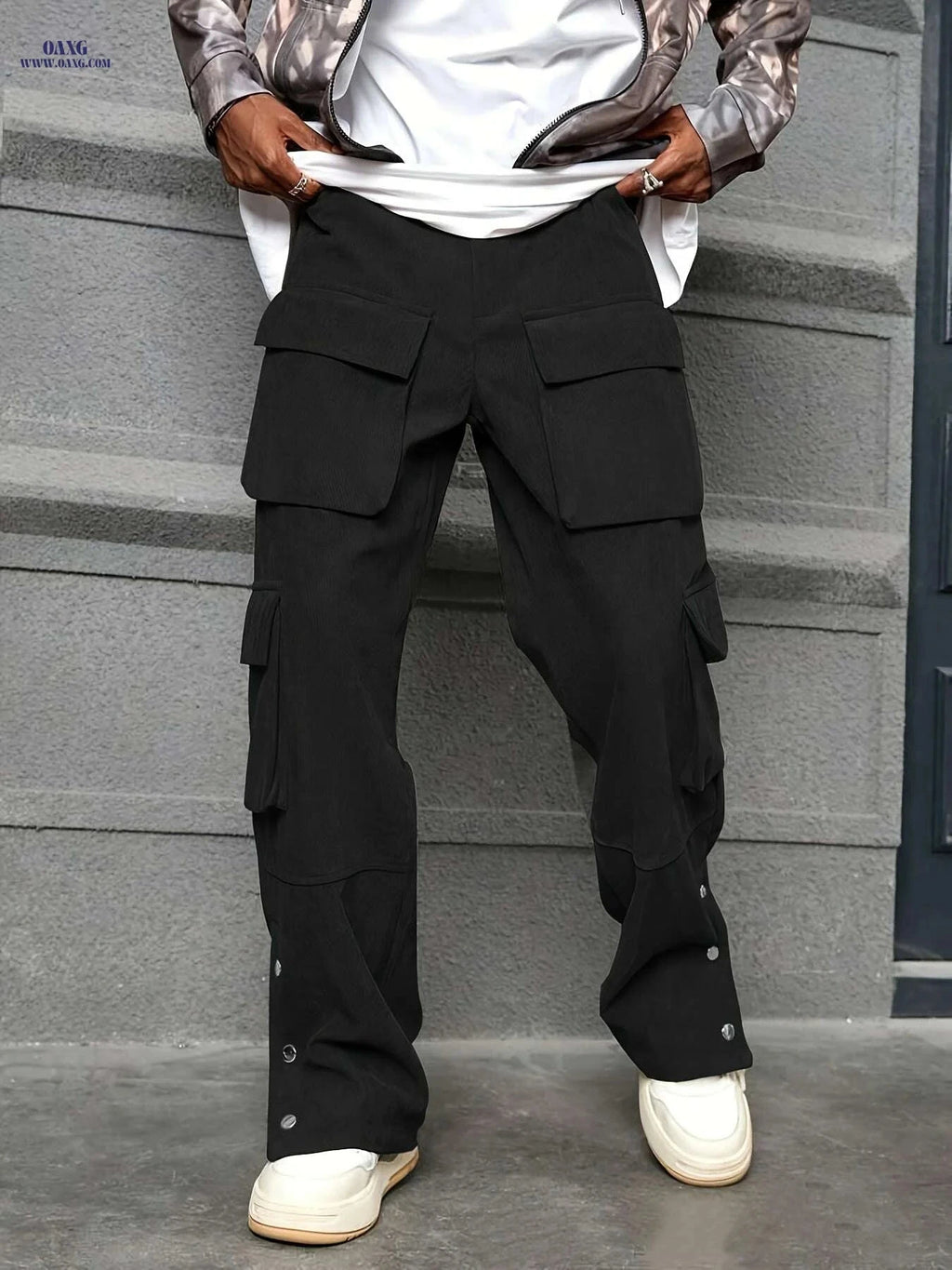 Men's Loose Fit Corduroy Work Pants - All-Season Utility Cargo Style   OAXG 